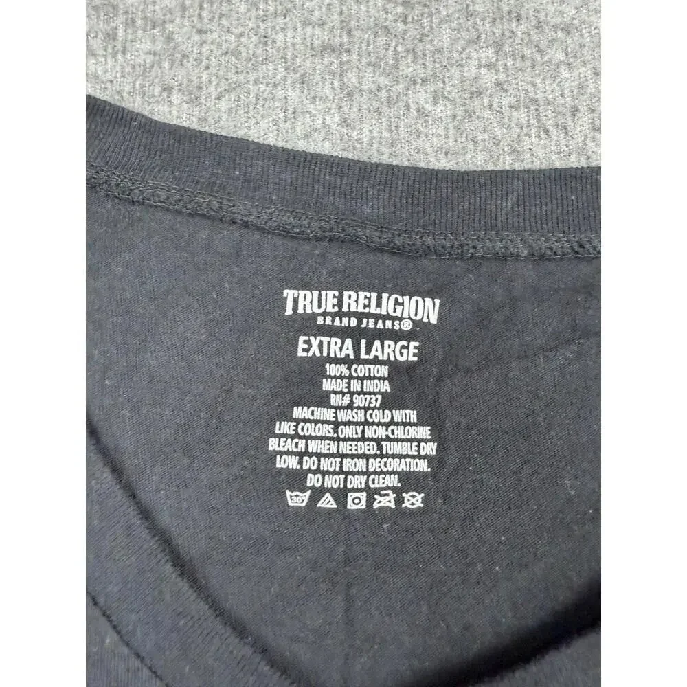 True Religion‎ Black Cotton T-Shirt Size Extra Large